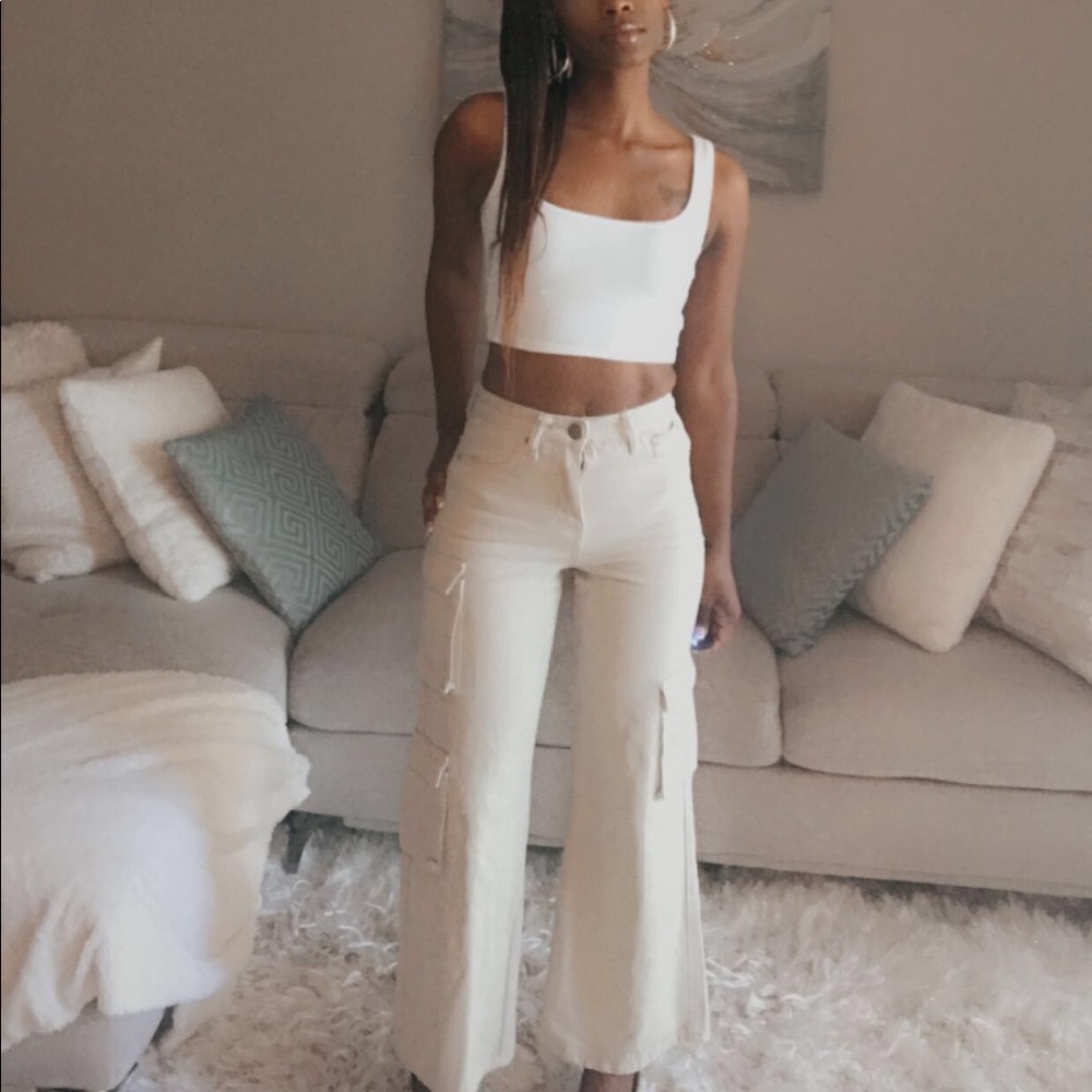 Sexy High Wait Flare Cargo Pants